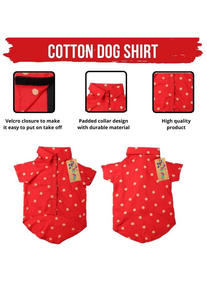 ويستيرن إرا قميص كلاب أساسي قابل للتنفس مطبوع عليه قطن، قميص فائق النعومة، قميص خفيف الوزن رقيق لطيف لحيواناتك الأليفة، ملابس كلاب مريحة للغاية (أحمر بولكا) (صغير - 14 بوصة) - Image 4