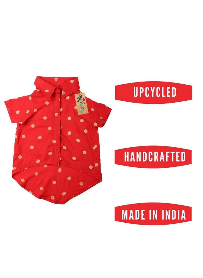 ويستيرن إرا قميص كلاب أساسي قابل للتنفس مطبوع عليه قطن، قميص فائق النعومة، قميص خفيف الوزن رقيق لطيف لحيواناتك الأليفة، ملابس كلاب مريحة للغاية (أحمر بولكا) (صغير - 14 بوصة) - Image 3