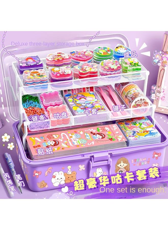 Bluejw Goo Card Sticker Suit Girls Children's Stationery Goo Plate Goo Card Hand Account Material Full Set Of Handmade Material Gift Pack  - Image 2