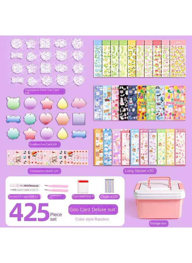 Bluejw Goo Card Sticker Suit Girls Children's Stationery Goo Plate Goo Card Hand Account Material Full Set Of Handmade Material Gift Pack  - Image 1