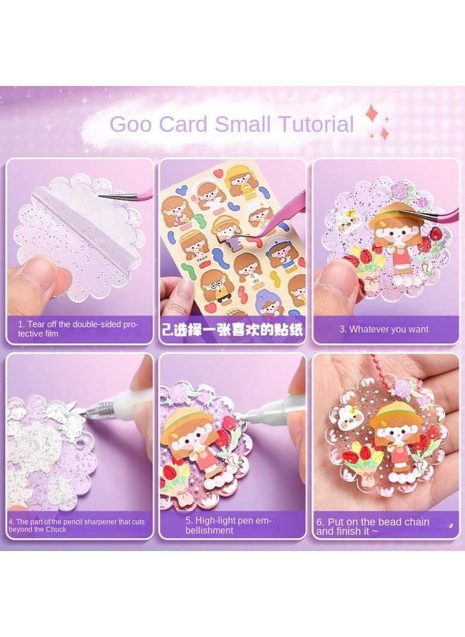 Bluejw Goo Card Sticker Suit Girls Children's Stationery Goo Plate Goo Card Hand Account Material Full Set Of Handmade Material Gift Pack  - Image 5