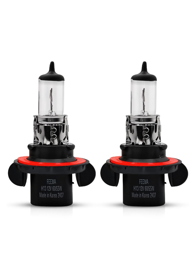 Loquat FEEMA 2PCS High-Performance Halogen Headlight Bulb High Quality Quartz Glass for Bright and Clear Light H13 12V, 55W BL10764 - Image 1
