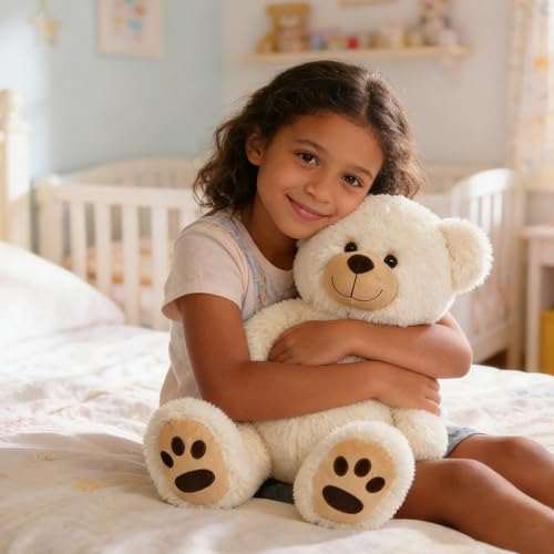 LotFancy Teddy Bear Stuffed Animals 20 inch Cute Bear Plush Toy with Footprints Plushies Gift for Kids Baby Toddlers on Baby Shower Birthday Christmas Easter Decorations Beige - Image 5