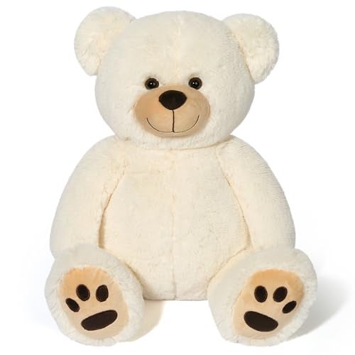LotFancy Teddy Bear Stuffed Animals 20 inch Cute Bear Plush Toy with Footprints Plushies Gift for Kids Baby Toddlers on Baby Shower Birthday Christmas Easter Decorations Beige - Image 1