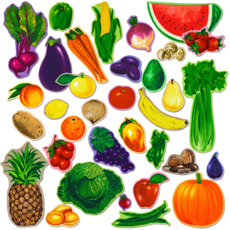 Little Folk Visuals Fruits and Vegetables Combo Precut Flannel/Felt Board Figures, 34 Pieces Set - Image 1