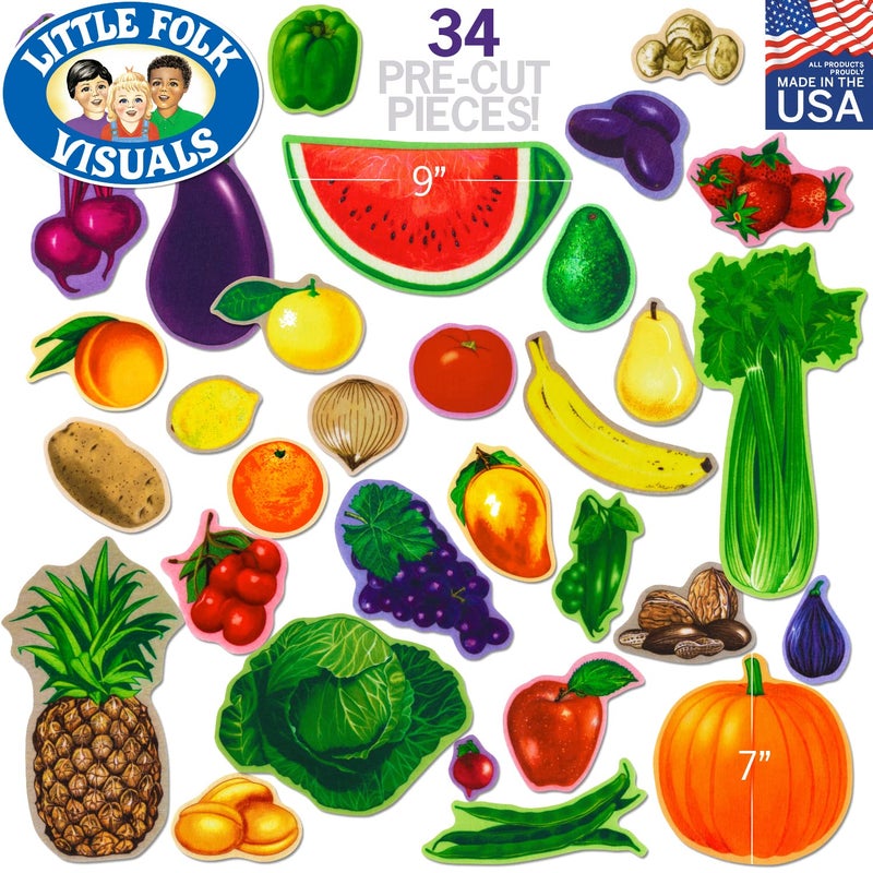 Little Folk Visuals Fruits and Vegetables Combo Precut Flannel/Felt Board Figures, 34 Pieces Set - Image 2