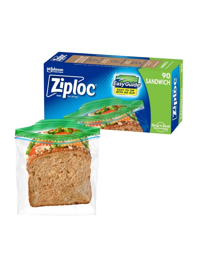 Ziploc Sandwich and Snack Bags, Storage Bags for On the Go Freshness, Grip 'n Seal Technology for Easier Grip, Open, and Close, 90 Count - Image 1