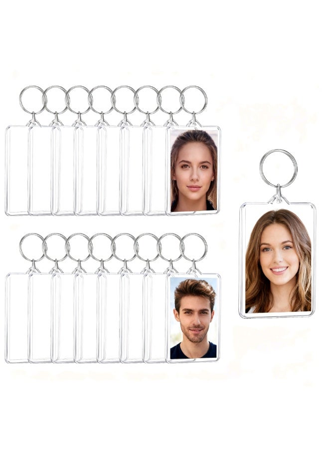 15-piece photo frame keychain big photo insert photo frame keychain pendant rectangular double-sided photo DIY decorative photo frame - Image 1