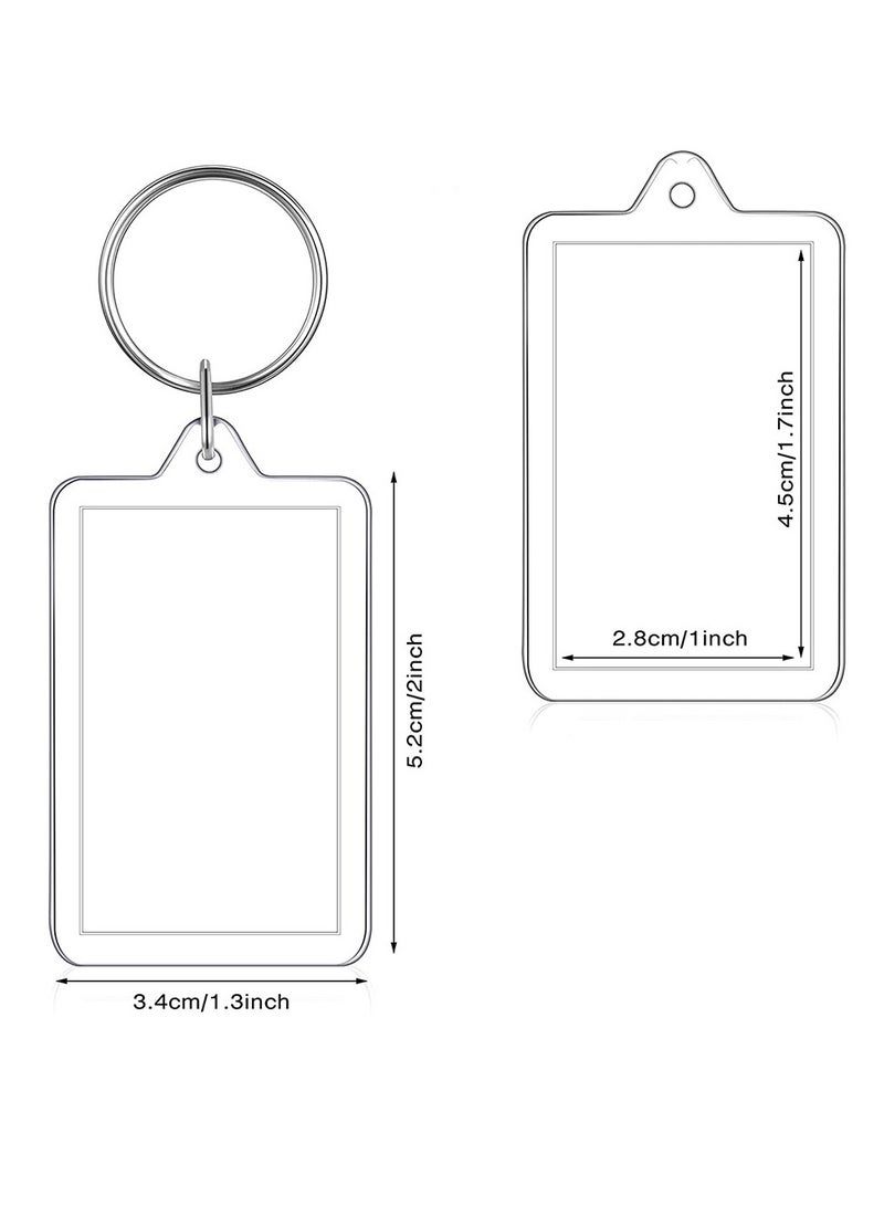 15-piece photo frame keychain big photo insert photo frame keychain pendant rectangular double-sided photo DIY decorative photo frame - Image 2