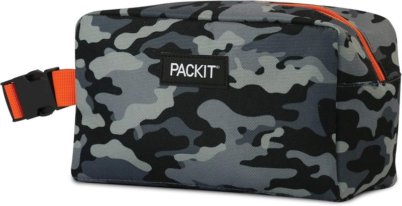 Pac-Kit Freezable Snack Box, Charcoal Camo, Built with ECOFREEZE Technology, Collapsible, Reusable, Zip Closure with Buckle Handle, Great for All Ages and Fresh Snacks on the go - Image 2