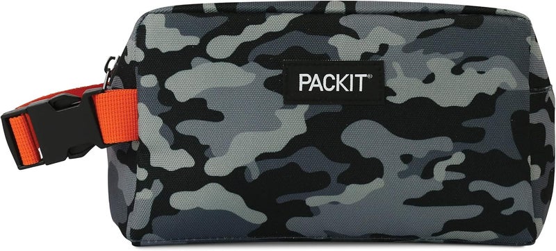 Pac-Kit Freezable Snack Box, Charcoal Camo, Built with ECOFREEZE Technology, Collapsible, Reusable, Zip Closure with Buckle Handle, Great for All Ages and Fresh Snacks on the go - Image 1