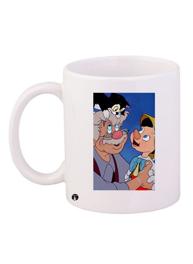 Pinocchio Printed Coffee Mug White/Beige/Blue 11ounce