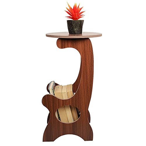 Raytrees Engineered End Table for Living| Drawing Room | Wooden Peg Table | Corner Sofa Side Table with Magazine & Newspaper Storage | Walnut (Modern-P) (RT-G) - Image 4