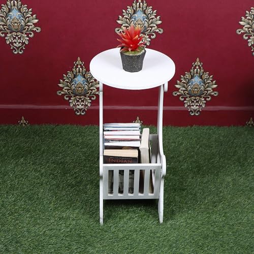 Raytrees Engineered End Table for Living| Drawing Room | Wooden Peg Table | Corner Sofa Side Table with Magazine & Newspaper Storage | Walnut (Modern-P) (RT-G) - Image 3