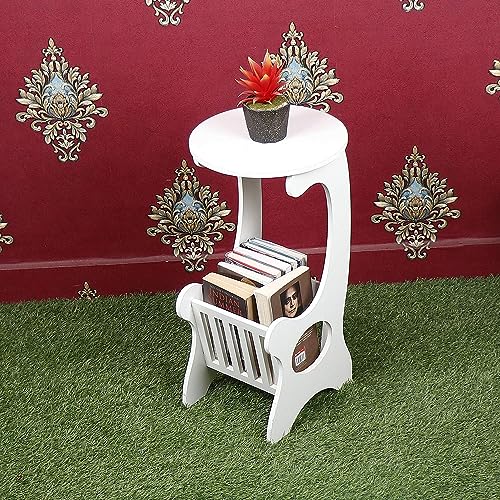 Raytrees Engineered End Table for Living| Drawing Room | Wooden Peg Table | Corner Sofa Side Table with Magazine & Newspaper Storage | Walnut (Modern-P) (RT-G) - Image 1