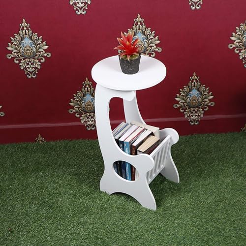 Raytrees Engineered End Table for Living| Drawing Room | Wooden Peg Table | Corner Sofa Side Table with Magazine & Newspaper Storage | Walnut (Modern-P) (RT-G) - Image 2