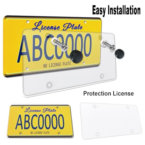 ZXFOOG 2 Pack License Plate Covers- Clear Flat License Plate Cover, Novelty Unbreakable Car Tag Frame Protector for Vehicles/Trucks, with Screws, Black Caps, Rattle Proof Pads, Tire Valve Caps - Image 5