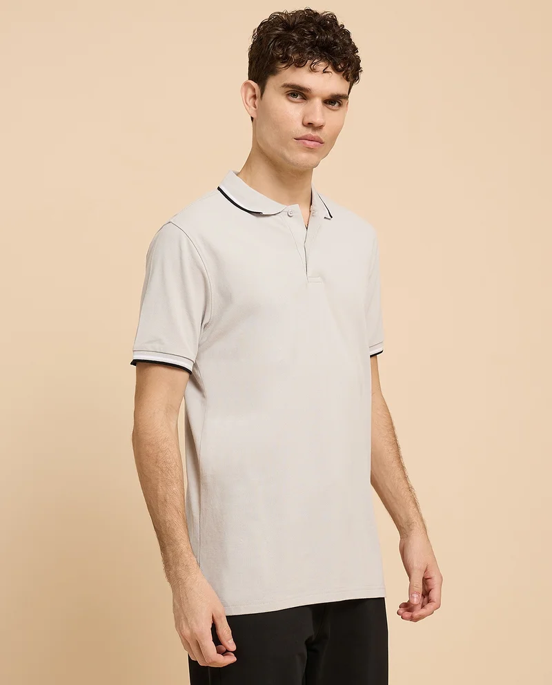أر أند بي Contrast Tipping Polo T-Shirt with Short Sleeves