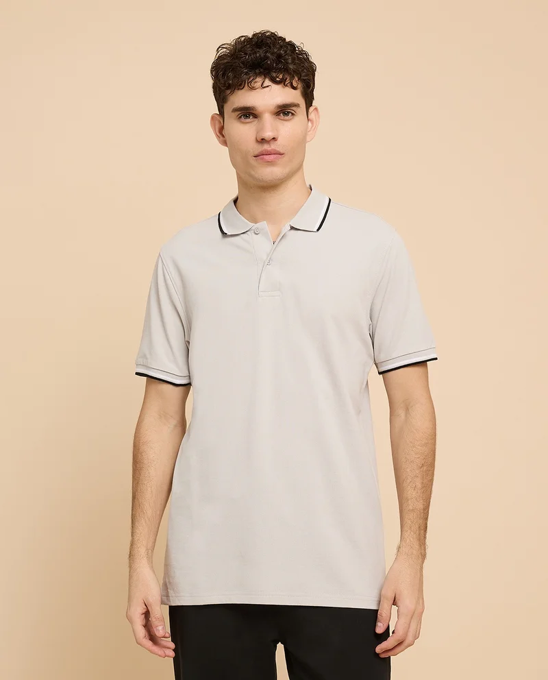 أر أند بي Contrast Tipping Polo T-Shirt with Short Sleeves