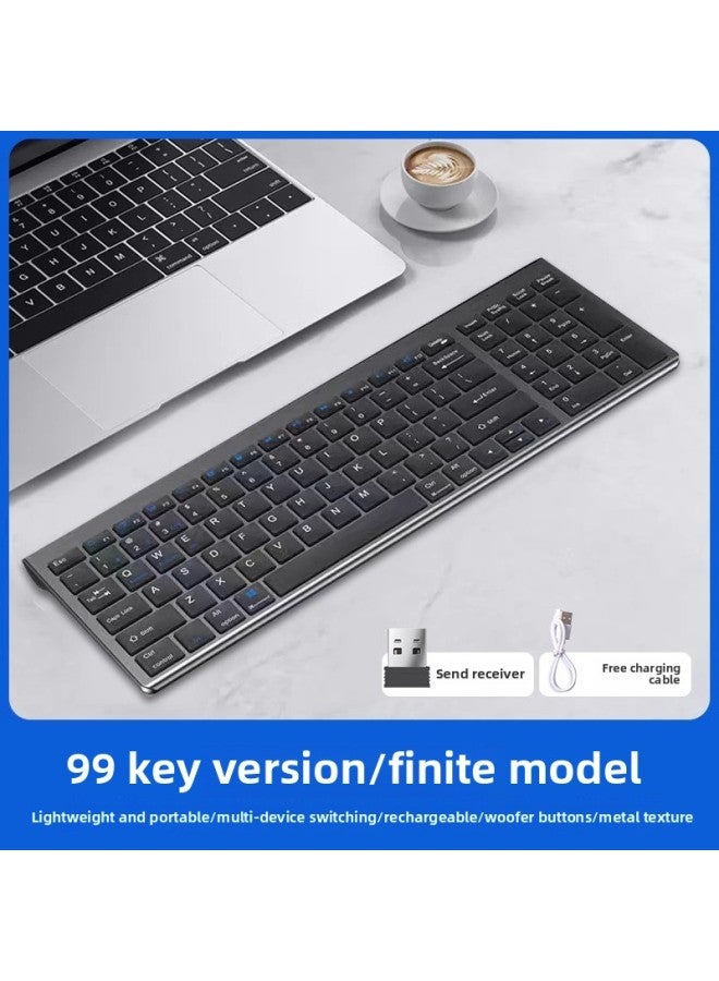 Keyboard And Mouse Suit Wired Desktop Computer Notebook Imitation Mechanical Wireless General Office Typing Keyboard And Mouse-Color:Silver And Black 99 Keys 【mobile Phone/tablet/computer】 Three-mod