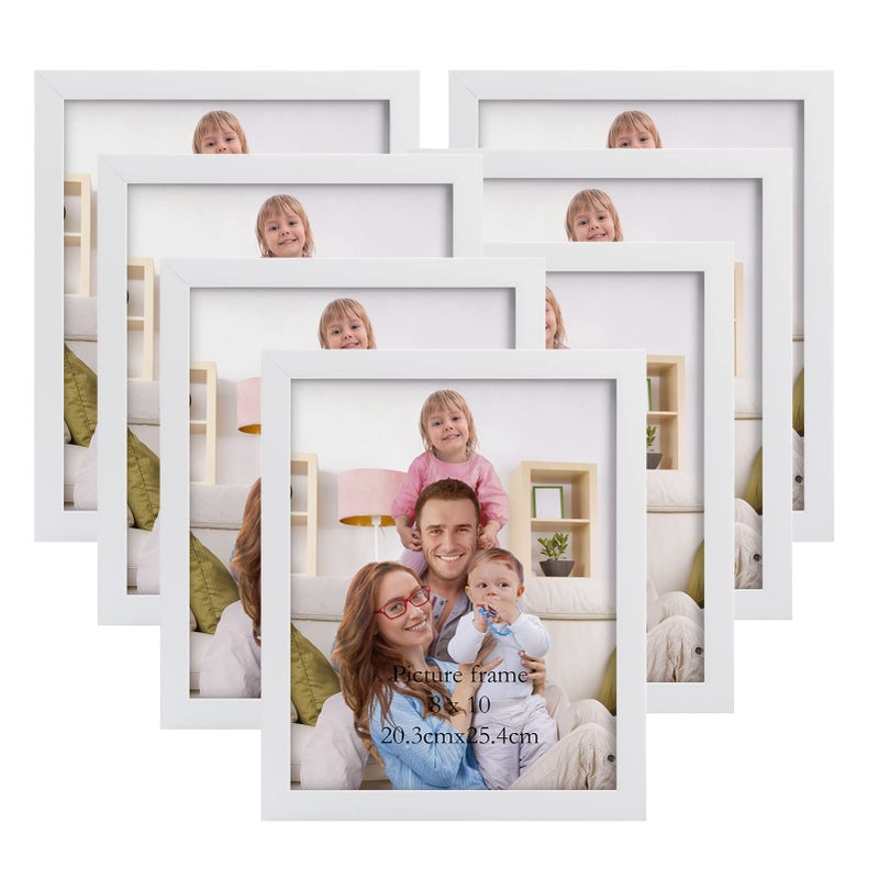 Giftgarden White 8x10 Picture Frame 7 Pack Modern White Woodgrain 8 by 10 Photo Frames for Wall or Tabletop Display