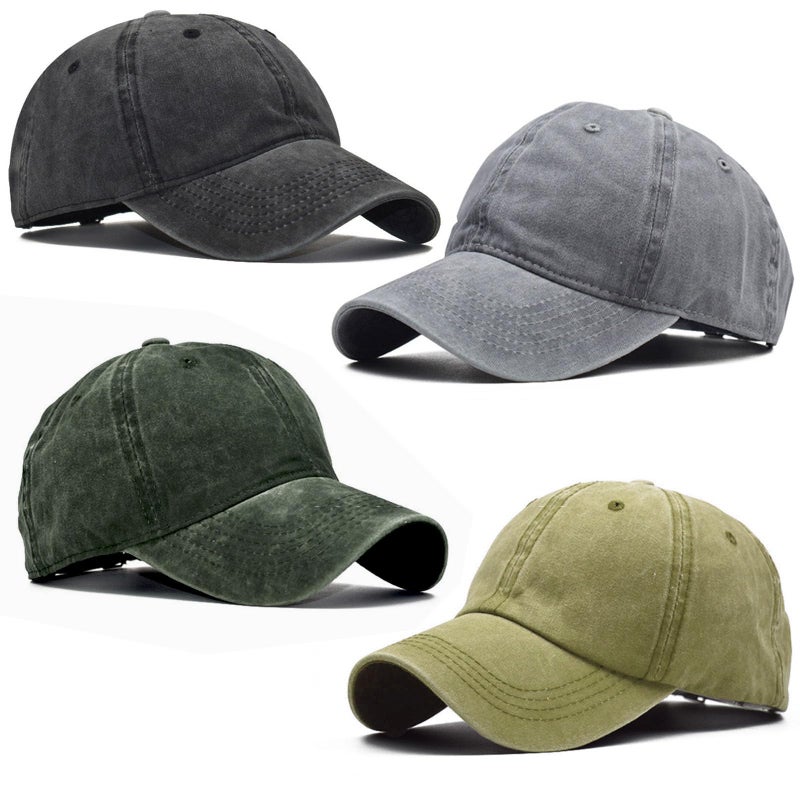 Beieverluck 4 Pieces Toddler Baseball Hats Kid Baseball Cap Washed Cotton Adjustable Toddler Cap for Boys Girls (Color 6) - Image 1