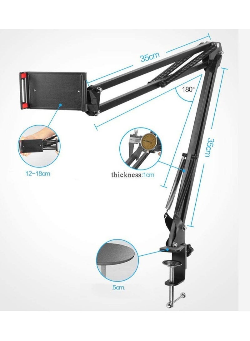 ELTRAZONE Overhead Phone Stand Holder, Phone Clip Holder Clamp for Desk, Mount Flexible 360° Rotation,Long Arm Bracket for All 4.7-7.0 In Smartphones, Tablets, Live Streaming,Videos - Image 3