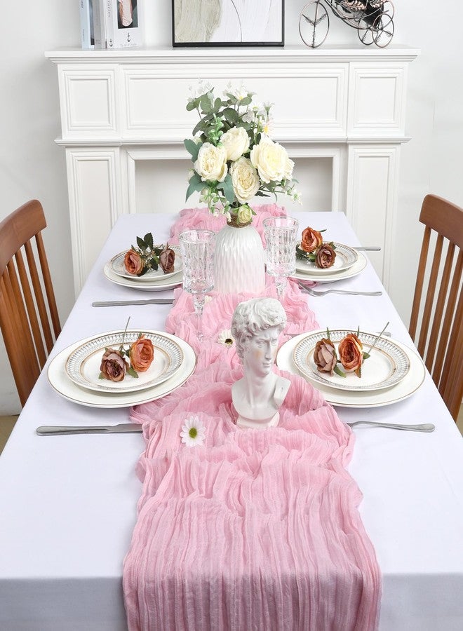 Heneger 8 Pack Pink Cheesecloth Table Runner 10Ft Gauze Cheese Cloth Table Runner 120 Inch Boho Sheer Rustic Fabric for Summer Decor Bridal Baby Shower Wedding Centerpiece Home Table Decoration - Image 3