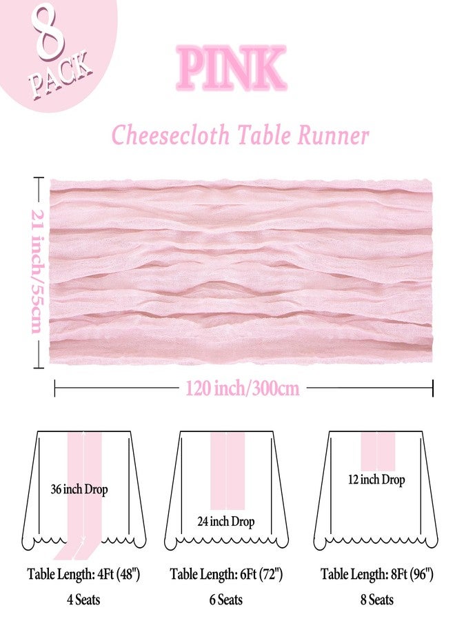 Heneger 8 Pack Pink Cheesecloth Table Runner 10Ft Gauze Cheese Cloth Table Runner 120 Inch Boho Sheer Rustic Fabric for Summer Decor Bridal Baby Shower Wedding Centerpiece Home Table Decoration - Image 2