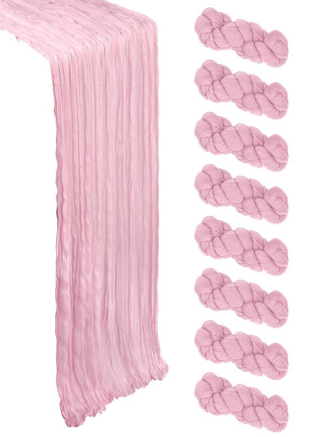Heneger 8 Pack Pink Cheesecloth Table Runner 10Ft Gauze Cheese Cloth Table Runner 120 Inch Boho Sheer Rustic Fabric for Summer Decor Bridal Baby Shower Wedding Centerpiece Home Table Decoration - Image 1