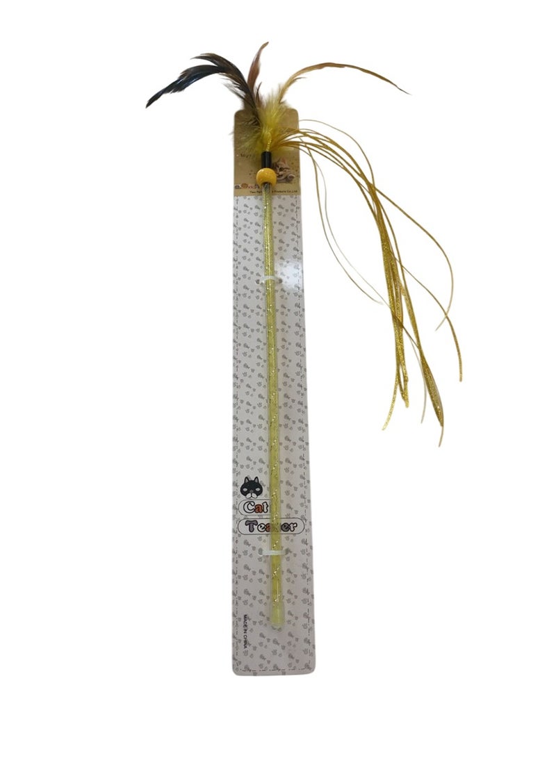 لعبة عصا تفاعلية لقطط من البلاستيك بشريط من الريش
