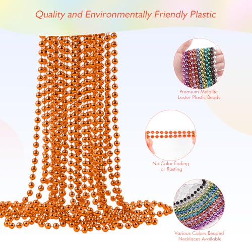 ZZYFGH 12 Pcs Orange Bead Necklace, 33" 7mm Orange Halloween Bead Necklaces, Mardi Gras Beads Necklaces Costume Bulk, Festival Parade Throw Accessories for Mardi Gras Halloween Wedding Celebrations Decor - Image 3