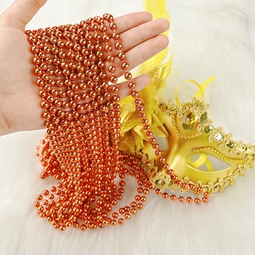 ZZYFGH 12 Pcs Orange Bead Necklace, 33" 7mm Orange Halloween Bead Necklaces, Mardi Gras Beads Necklaces Costume Bulk, Festival Parade Throw Accessories for Mardi Gras Halloween Wedding Celebrations Decor - Image 4
