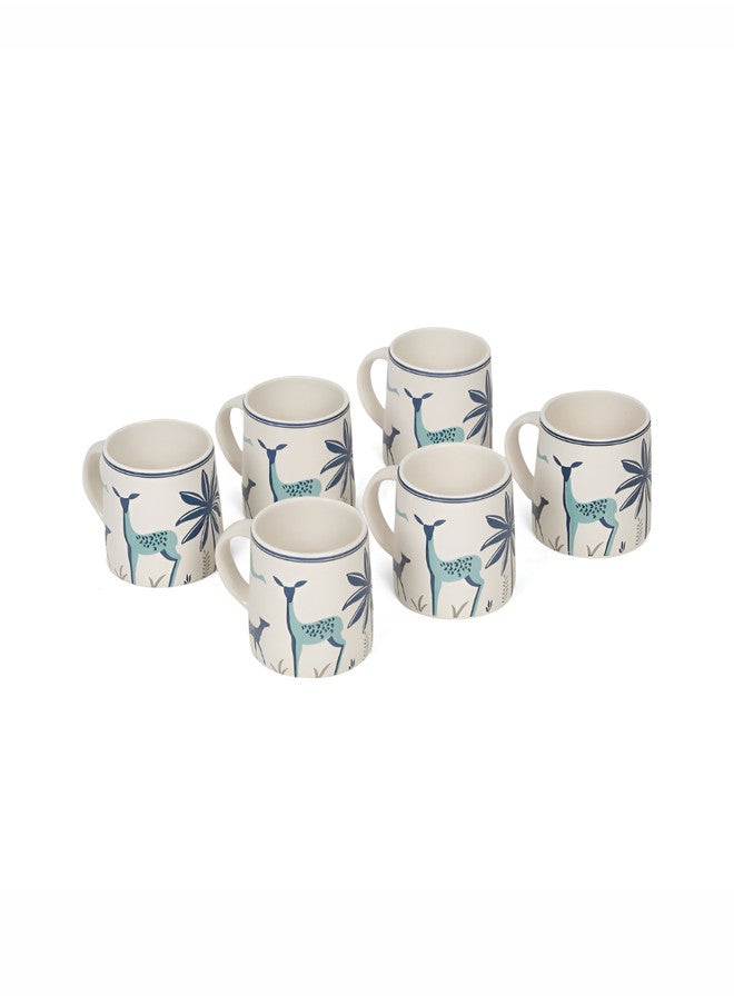 Arrabi The Time Is Always Right To Do Whats Right White Animal Print Ceramic Handmade 6 Piece Mug-220ml - Image 2