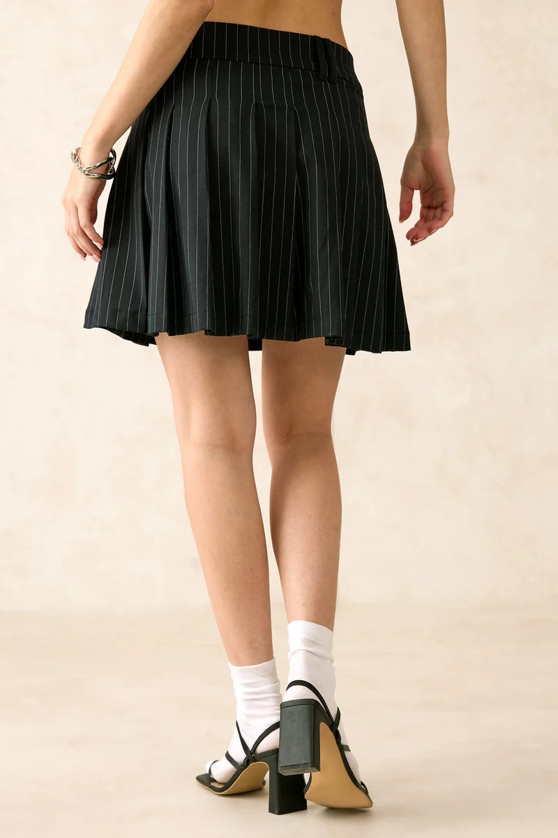 Virgio  Stripes Viscose Stretch Mini Pleated Skirt for Women for Women | Best Price UAE