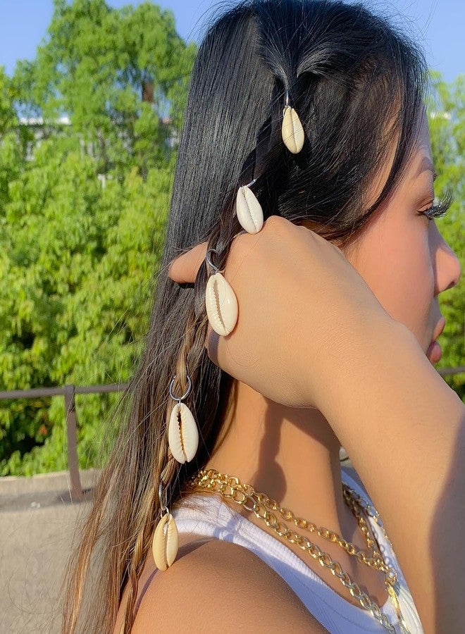 Shivashay Boho Cowrie Shell Hair Cuffs, 8 Piece Set for Braids, Dreadlocks & Twists, Tribal Clip-On Hair Rings for Women & Girls, Perfect for Festivals, Beach & Party Looks - Image 5