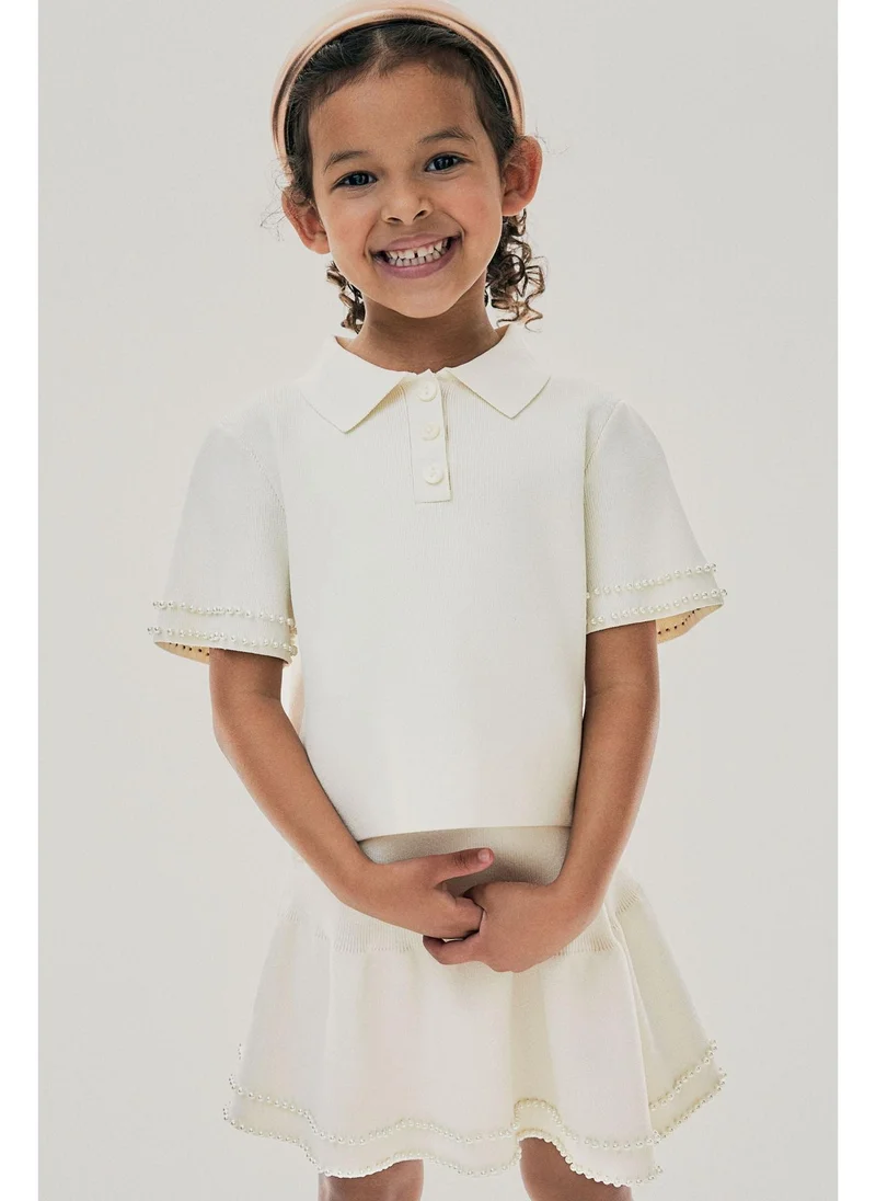 اتش اند ام Bead-embellished knitted skirt