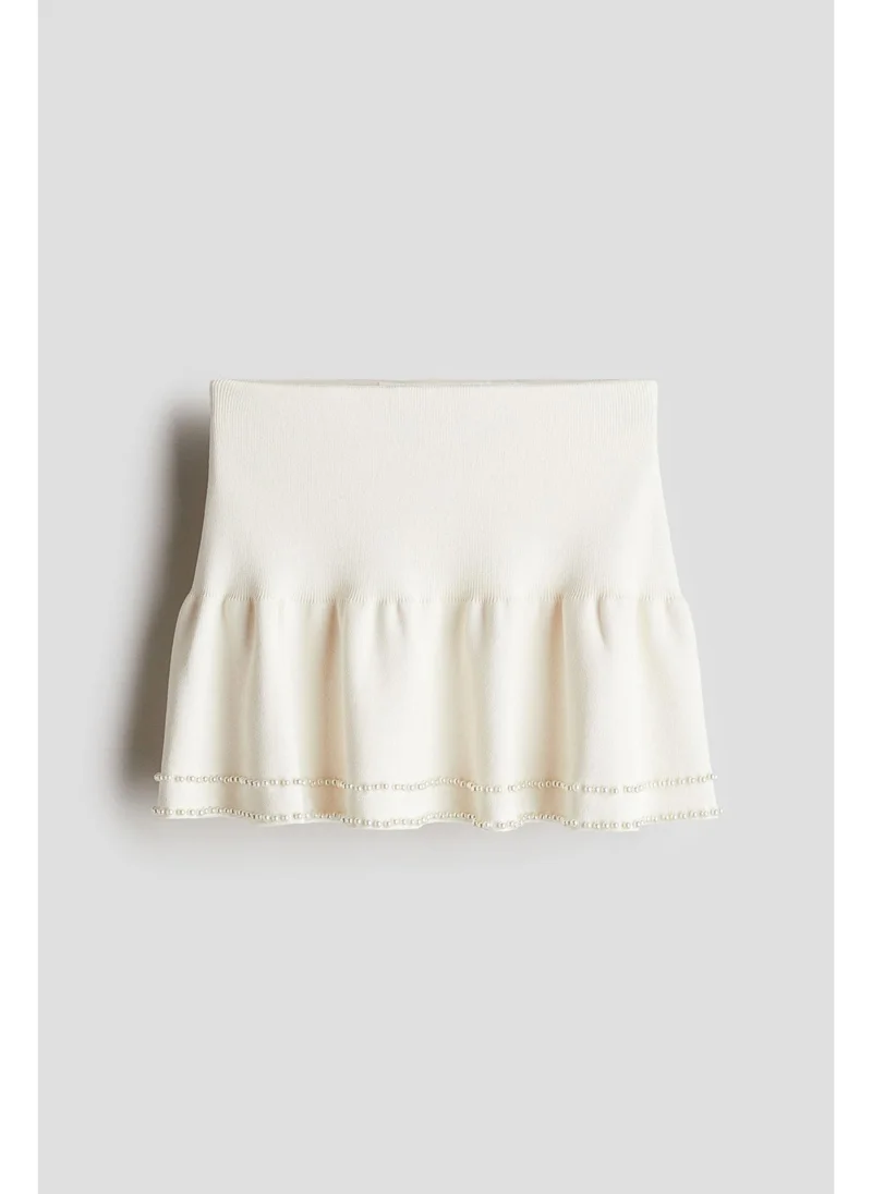 اتش اند ام Bead-embellished knitted skirt