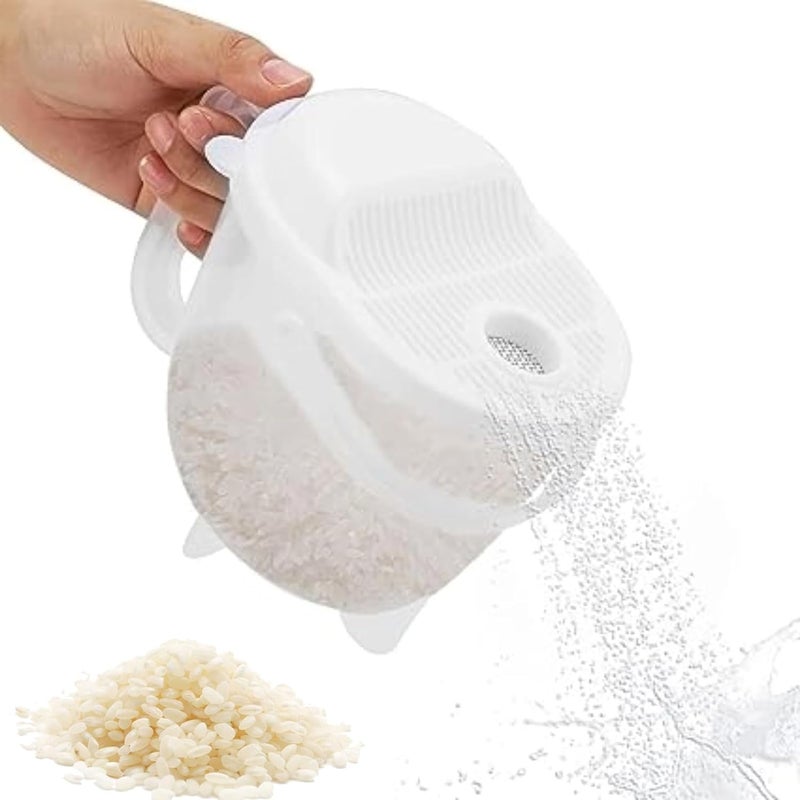 HMV MALL HMV MALL Rice Washing Bowl Rice Washer with Clear Scale Unbreakable Kitchen Rice Draining Washing Bowl for Cleaning Vegetable Fruit - Image 3