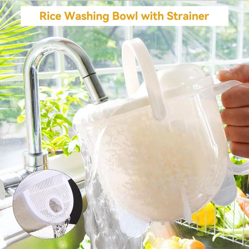 HMV MALL HMV MALL Rice Washing Bowl Rice Washer with Clear Scale Unbreakable Kitchen Rice Draining Washing Bowl for Cleaning Vegetable Fruit - Image 4