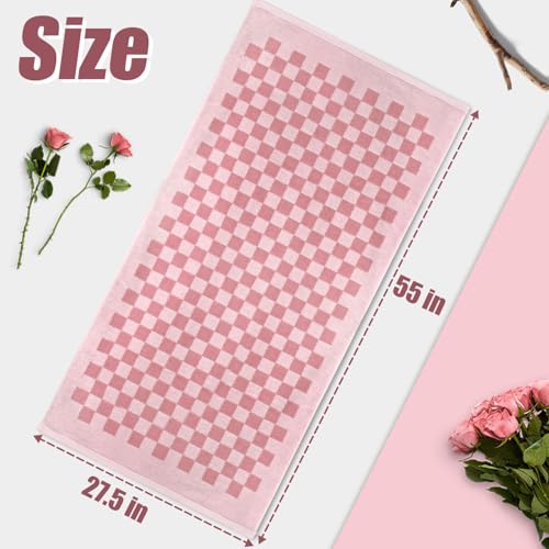 Jacquotha Soft Bath Towels for Bathroom Beach Pool (Pink Checkered), Quick Dry Cotton Shower Towels Set of 2, Cute Funny for Her Women Girls, 27.5x55 Inches - Image 3