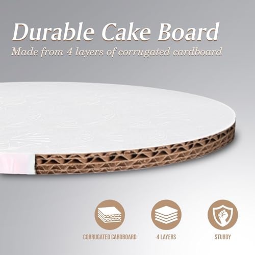 Cakebon ألواح كيك كيكبون - أسطوانات قوية بسماكة 1/2 بوصة - 10 بوصة حواف مستقيمة ناعمة بيضاء 6-pack - Image 3