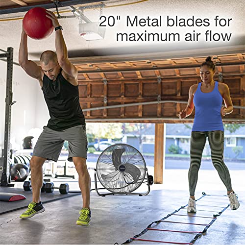 Lasko 20" Silver High Velocity Wall Mount Fan with Pivoting Head - 3 Speeds, Ideal Wall Mount Fan or Floor Fan for Home, Garage, Attic, 2265QM - Image 3