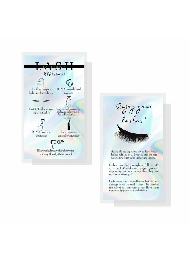 Boutique Marketing LLC Boutique Marketing LLC Lash Extension Aftercare Cards | 50 Pack | Business Card Size 3.5 x 2 inches | Non-Reflective Matte Rainbow Holographic Look Design  - Image 2