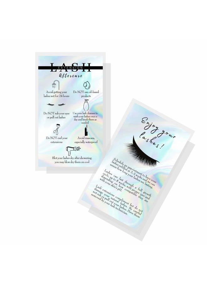 Boutique Marketing LLC Boutique Marketing LLC Lash Extension Aftercare Cards | 50 Pack | Business Card Size 3.5 x 2 inches | Non-Reflective Matte Rainbow Holographic Look Design  - Image 1