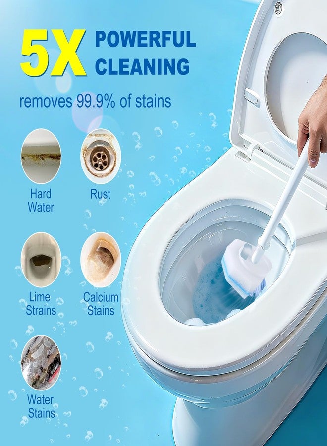 imdbean 64 Pcs Disposable Toilet Bowl Wand Refills, Toilet Bowl Cleaners Scrubber, 5X Cleaning Power Toilet Brush Heads Replacement Cleaner Refill Pads Compatible with Clorox - Image 3
