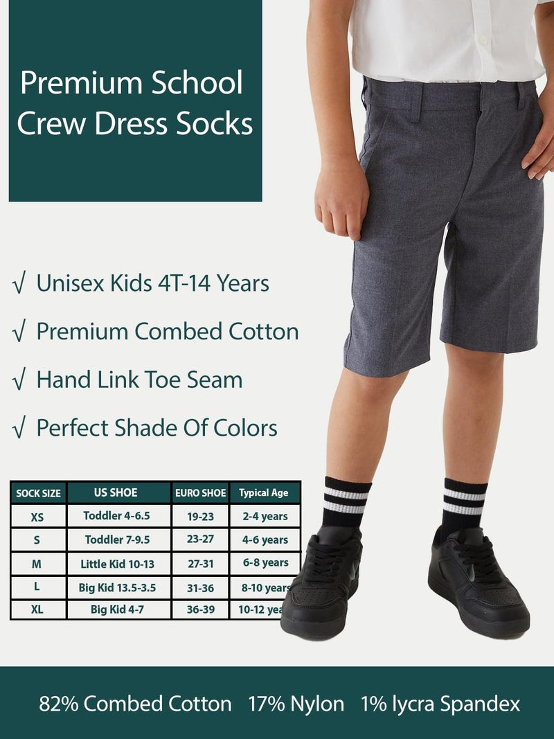 COTTON DAY Unisex School Kids Boys Girls Soft Cotton Athletic Socks with Black Gray White 6-8 Years M (8) - Image 5