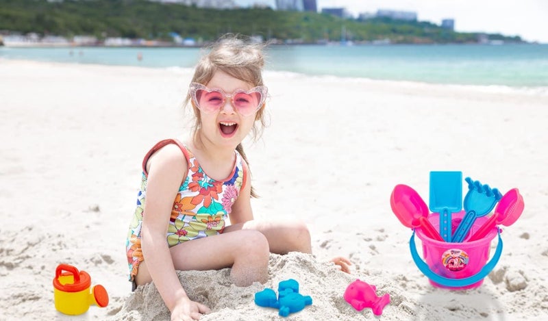 Storio مجموعة ألعاب الرمل الشاطئي لبناء القلعة مع قوالب سمكة وجراد البحر للأطفال والرضع، مفيدة للحدائق ومجموعة أدوات خارجية (موضوع بناء JCB)، متعددة الألوان - Image 5