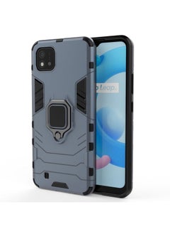 Case Cover For Realme C20 PC + TPU Shockproof Protective Case with Magnetic Ring Holder Navy Blue