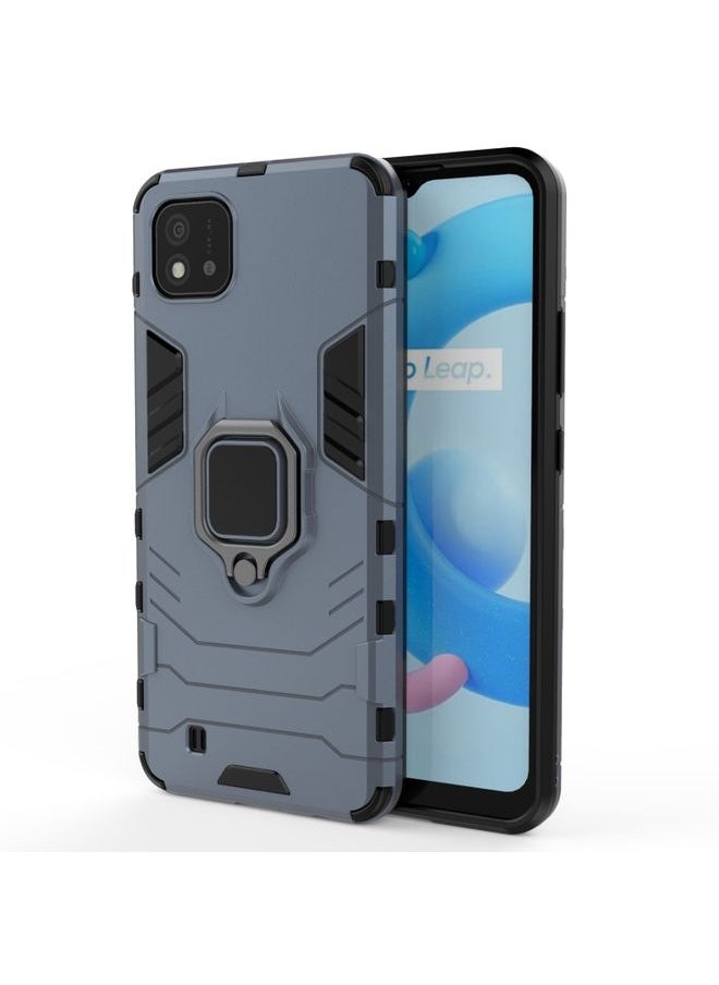 HuHa - Case Cover For Realme C20 PC + TPU Shockproof Protective Case with Magnetic Ring Holder Navy Blue - Image 1